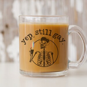Funny Gay Skeleton Coffee Mug Gift for Gay Friend Lesbian Bisexual Pride Month Cup Birthday Gift for LGBTQ Coworker Bestie Coming Out Gift imagem 3