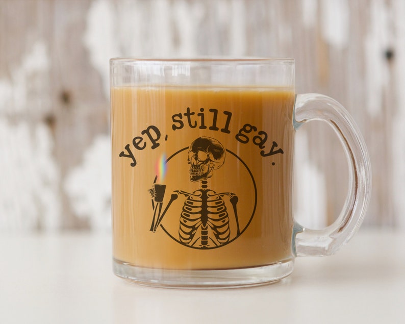 Funny Gay Skeleton Coffee Mug Gift for Gay Friend Lesbian Bisexual Pride Month Cup Birthday Gift for LGBTQ Coworker Bestie Coming Out Gift imagem 3