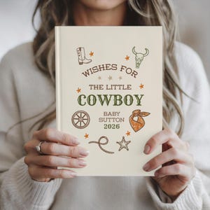 Cowboy Baby Shower Guest Book Letters to Baby Wild West Theme Sweet One Baby Shower Mom to Be Personalized Journal Birthday Letters image 2