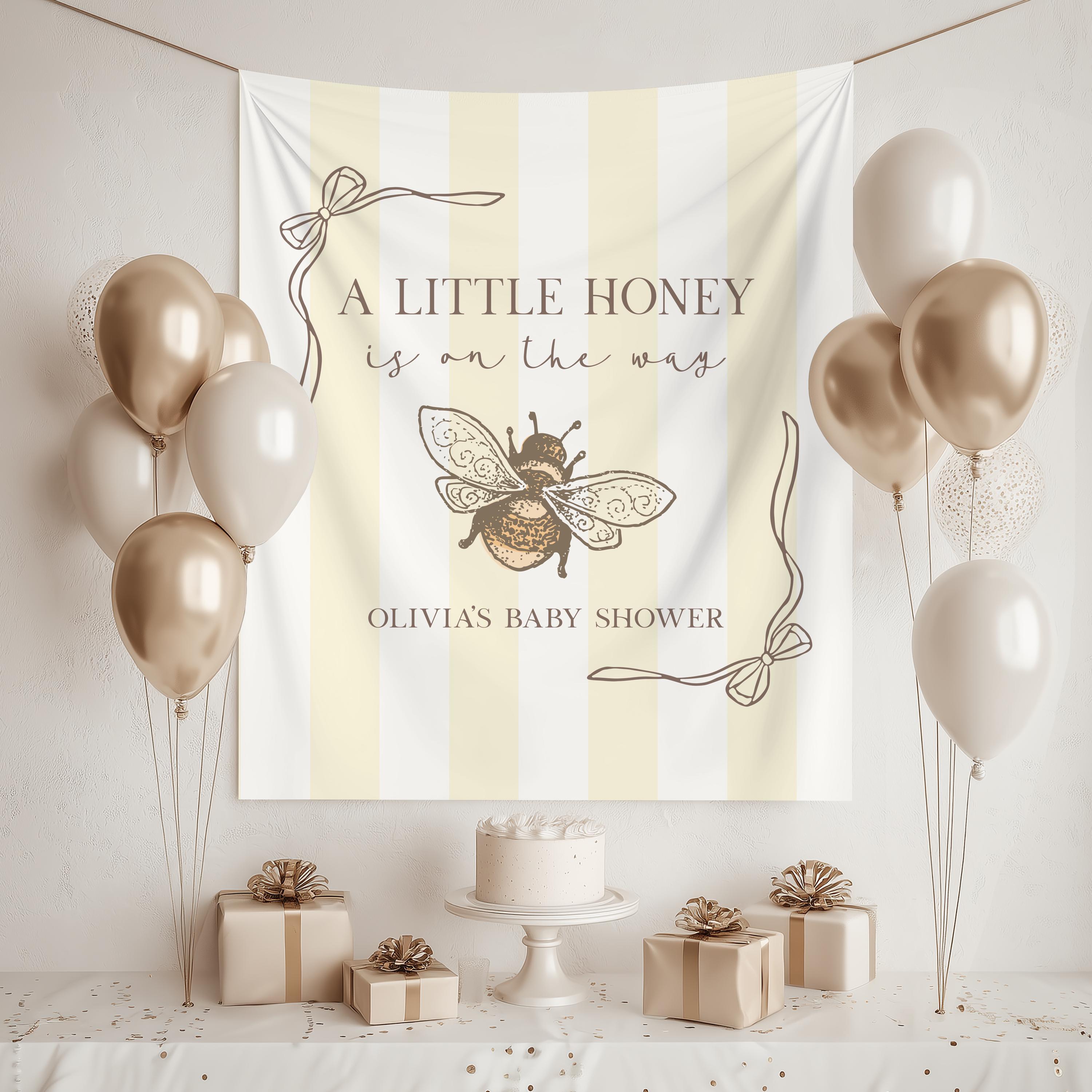 Custom Honey Bee Baby Shower Banner Bumble Bee Photo Backdrop ...