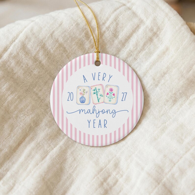 Mahjong-Weihnachtsschmuck: Individuelles Mahjong-Geschenk für Mama, Freundin, Gastgeberin, Gastgeschenk für den Mahjong-Club Bild 5