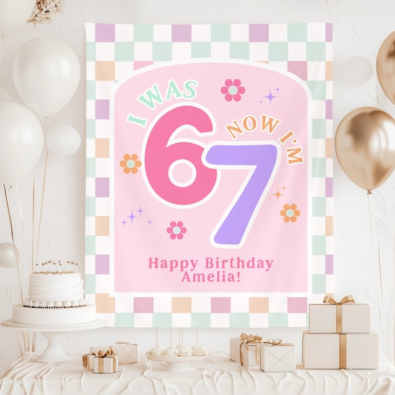 6-7 Birthday Party Banner Custom 7th Birthday Decorations 6-7 Birthday Theme Sign Seventh Birthday Party Ideas
