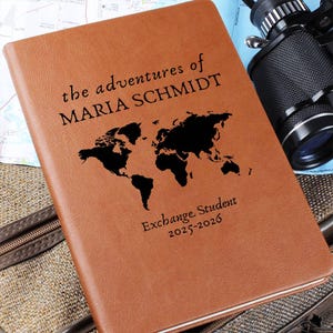 Custom Exchange Student Journal World Traveler Memories Personalized Travel Journal for Study Abroad Adventure Memories Diary Gift from Host