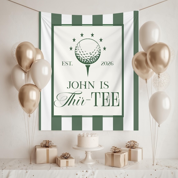 30th Golf Birthday Banner: Let's Par-tee Thirtieth Men's Women's Golfing Theme Birthday Party Thir-Tee Golf Party