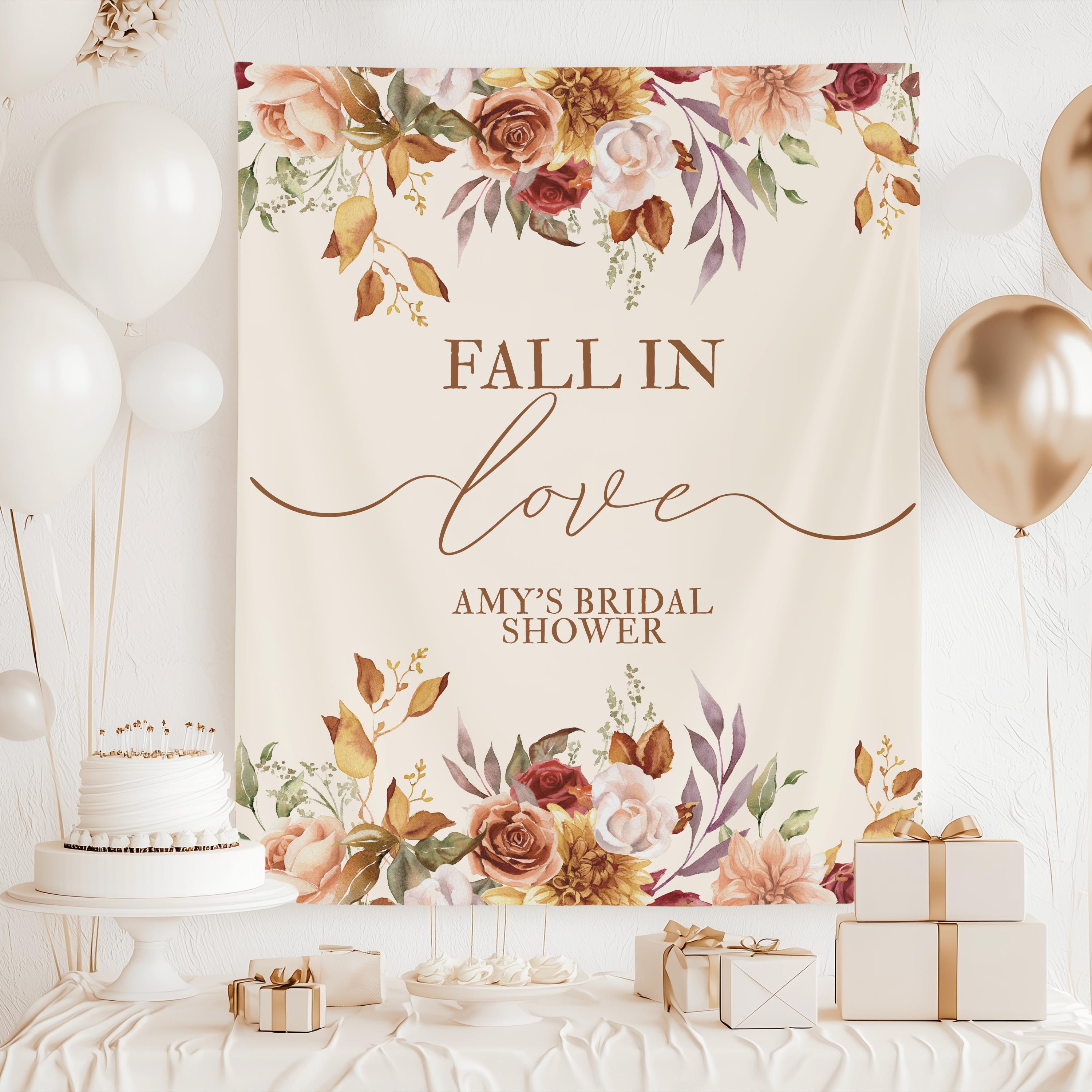„Fall In Love“-Dekoration-Set Für Herbst-Hochzeit Oder Brautdusche – Mit Banner, Pompons Und Laternen