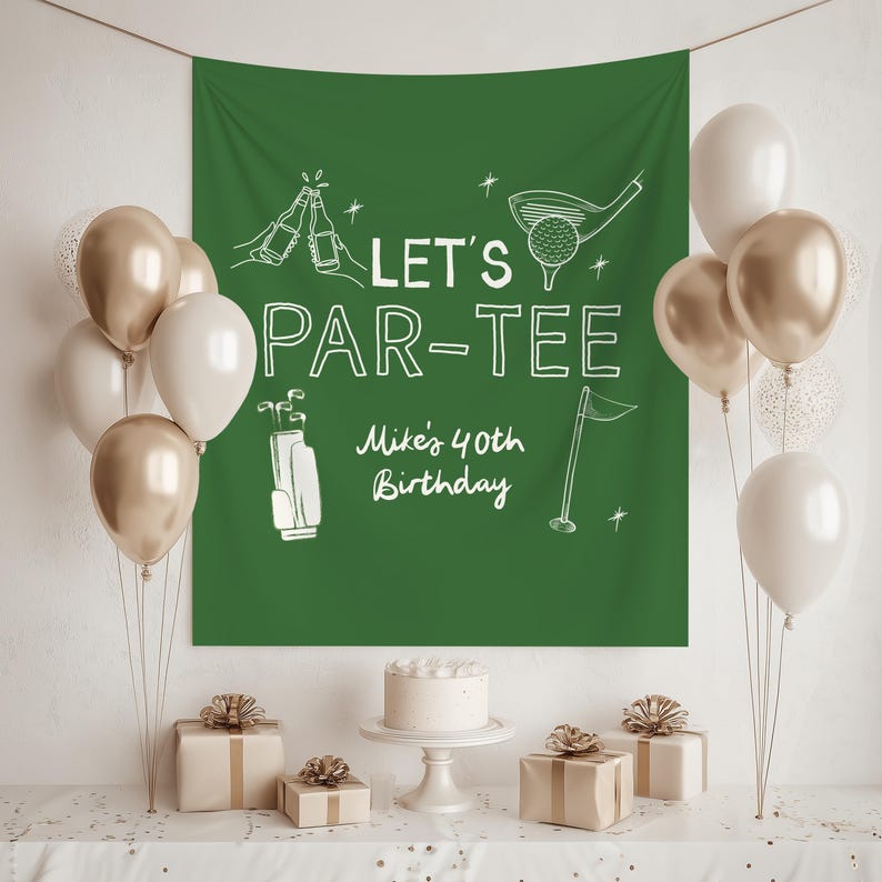 Golf-Geburtstagsbanner Let's Par-tee 30th 40th Men's Women's Golfing Theme Birthday Party Fore-Tee Thir-tee Golf Party Bild 3