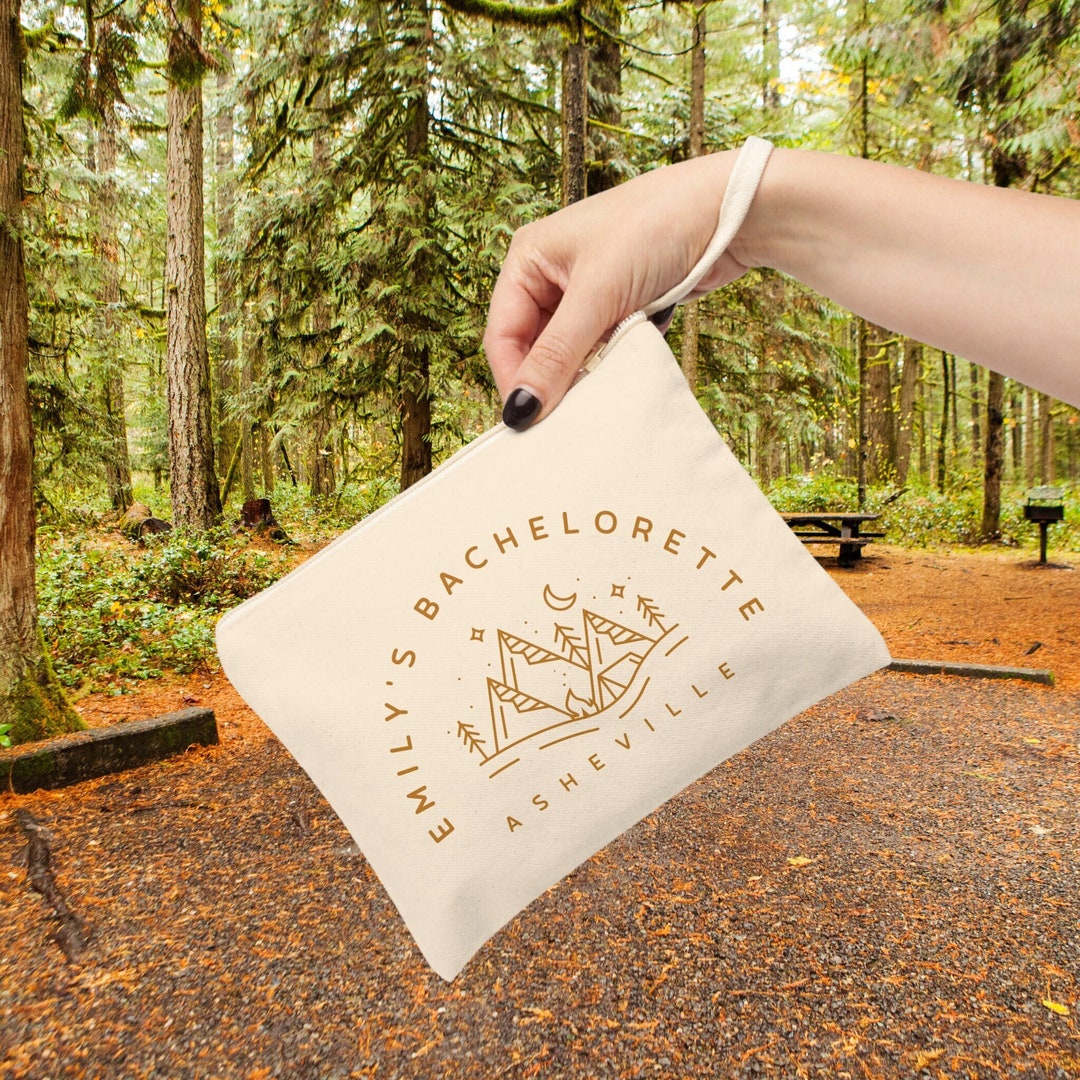 Personalized Mountain Bachelorette Accessory Bag, Camping Bachelorette ...