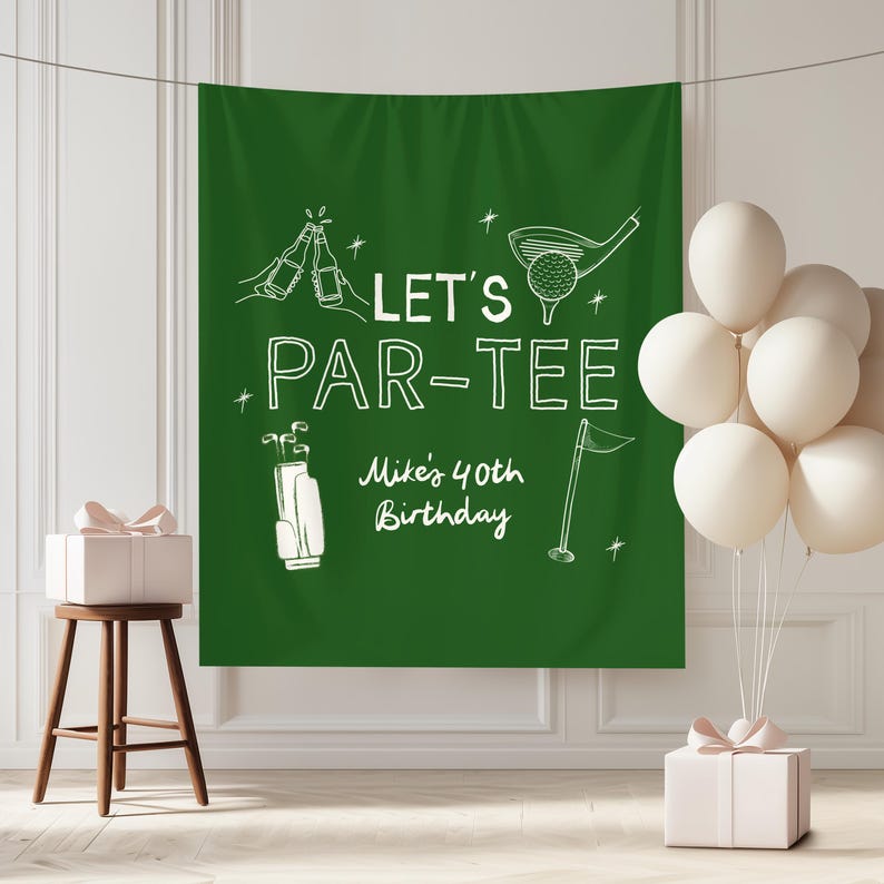 Golf-Geburtstagsbanner Let's Par-tee 30th 40th Men's Women's Golfing Theme Birthday Party Fore-Tee Thir-tee Golf Party Bild 4