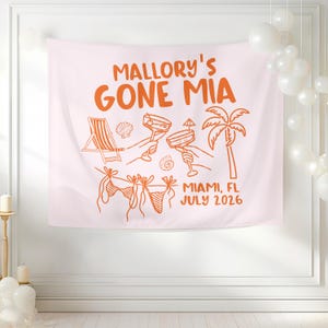 Miami Bachelorette Party Banner Custom She's Gone MIA Bach Party Tapestry Miami Beach Theme Bachelorette Decor Ideas image 6