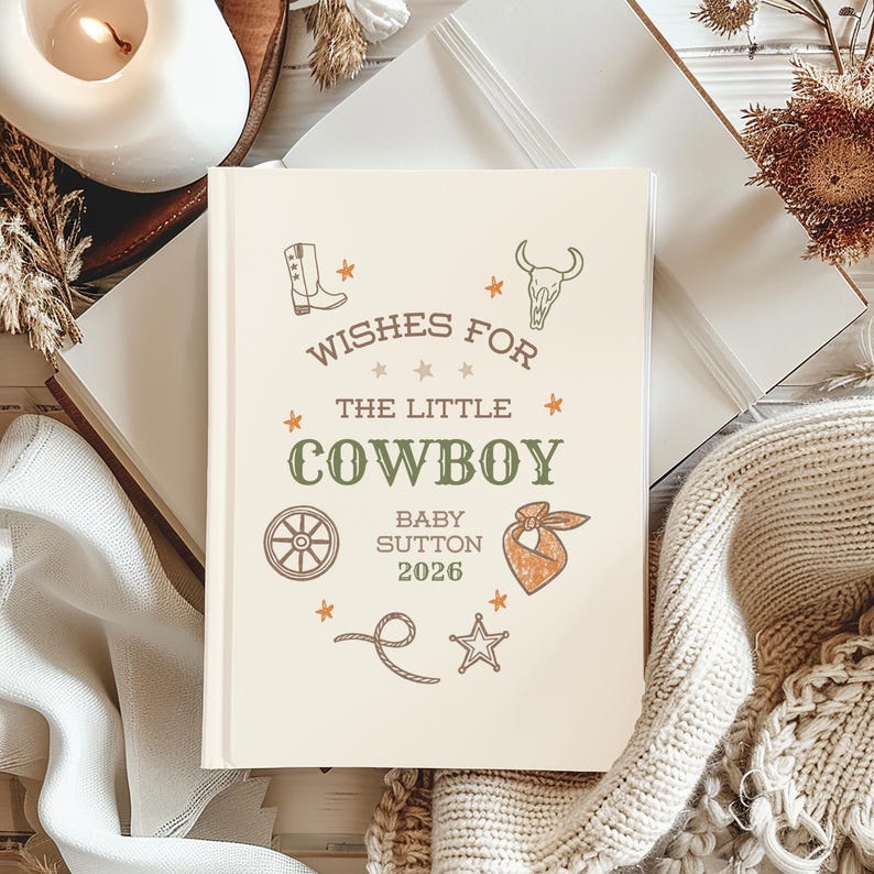 Cowboy Baby Shower Guest Book Letters to Baby Wild West Theme Sweet One Baby Shower Mom to Be Personalized Journal Birthday Letters image 1