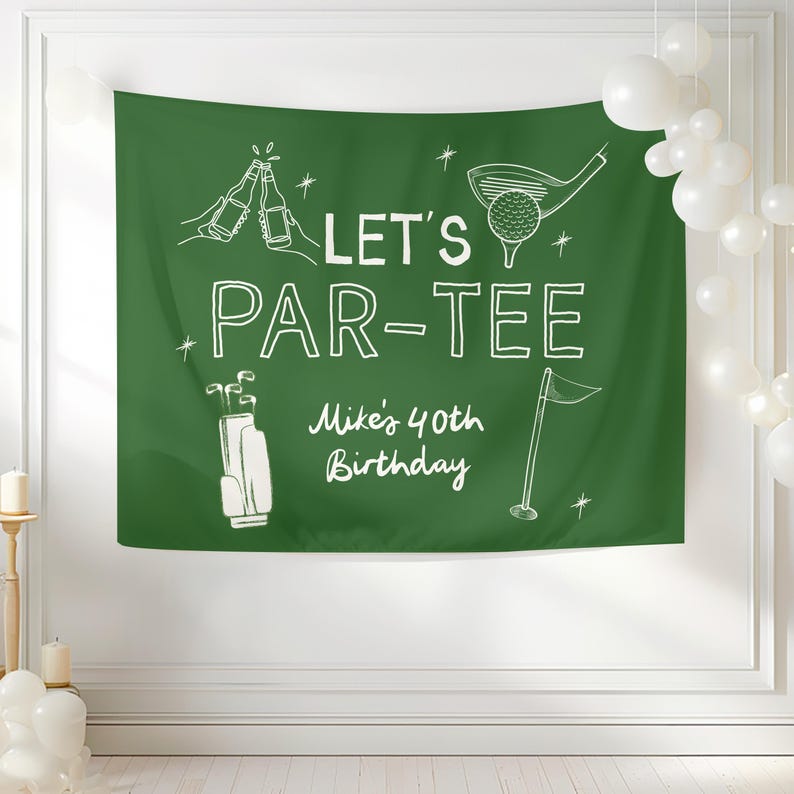 Golf-Geburtstagsbanner Let's Par-tee 30th 40th Men's Women's Golfing Theme Birthday Party Fore-Tee Thir-tee Golf Party Bild 1