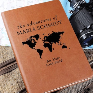 Custom Au Pair Journal World Traveler Memories Personalized Travel Journal for Study Abroad Adventure Memories Diary Gift from Host Family