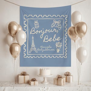 Bonjour Bebe Baby Shower Powitalny napis Niestandardowy francuski baner na Baby Shower Paris Cafe Baby Sprinkle Dekoracje Neutralny pod względem płci Motyw dla dziecka zdjęcie 2