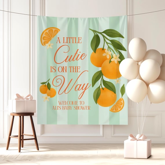 Banner 'A Little Cutie Is On Her Way' – Orangefarben Glitzernd, Ca. 15,2 Cm Pro Buchstabe, Für Babyparty & Geburtstagsdeko