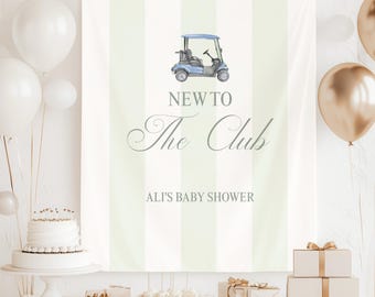 Golf Baby Shower Party Backdrop Little Putter Is On The Way Theme Baby Sprinkle Photo Background Golfing Sports Theme Baby Shower