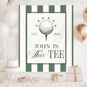 Banner 30e golfverjaardag: Let's Par-Tee Dertigste golffeest heren dames golfthema verjaardagsfeestje Thir-Tee golffeest afbeelding 6
