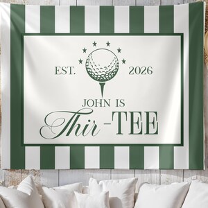 Banner 30e golfverjaardag: Let's Par-Tee Dertigste golffeest heren dames golfthema verjaardagsfeestje Thir-Tee golffeest afbeelding 5