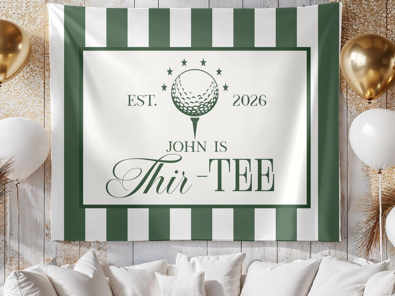 Banner 30e golfverjaardag: Let's Par-Tee Dertigste golffeest heren dames golfthema verjaardagsfeestje Thir-Tee golffeest afbeelding 5