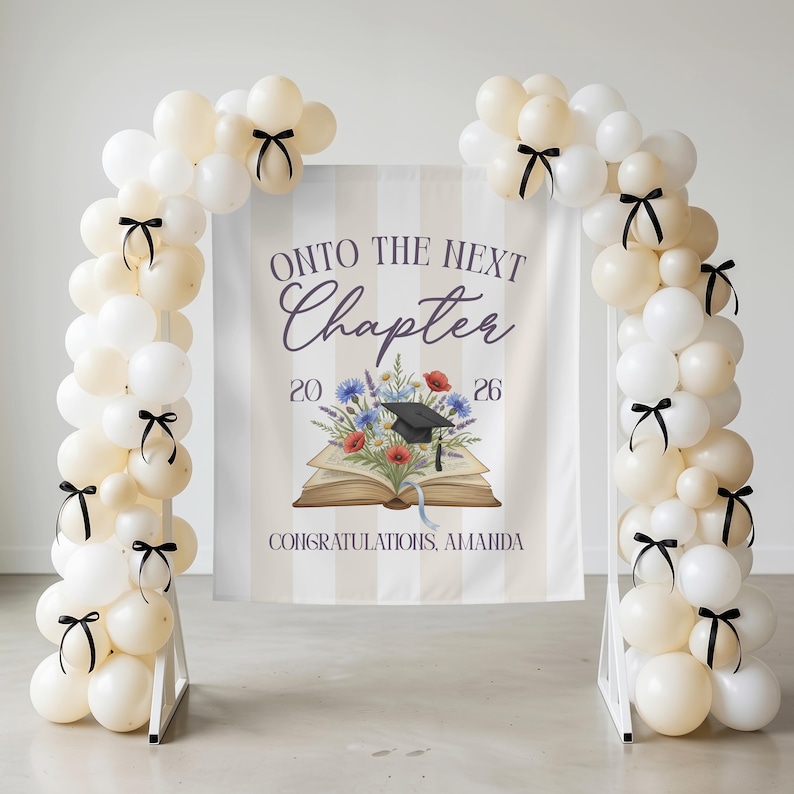 The Next Chapter Graduation Party Banner: Graduation Book Theme ...