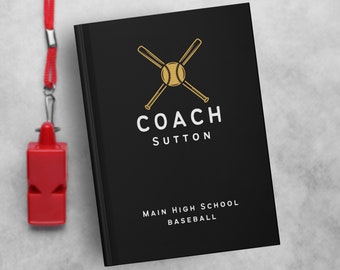 Baseball Coach Hardcover Notebook Personalized Gift for Baseball Coaches End of Season Thank You Customized Coach Book Youth Travel School
