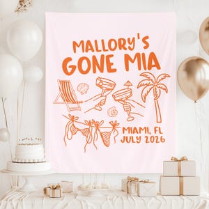 Miami Bachelorette Party Banner Custom She's Gone MIA Bach Party Tapestry Miami Beach Theme Bachelorette Decor Ideas image 5