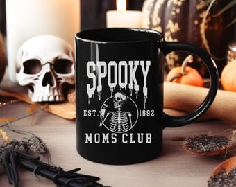 Spooky moms club halloween coffee mug skeleton coffee meme scream mug spooky season mom cup everyday is halloween feeling witchy mug