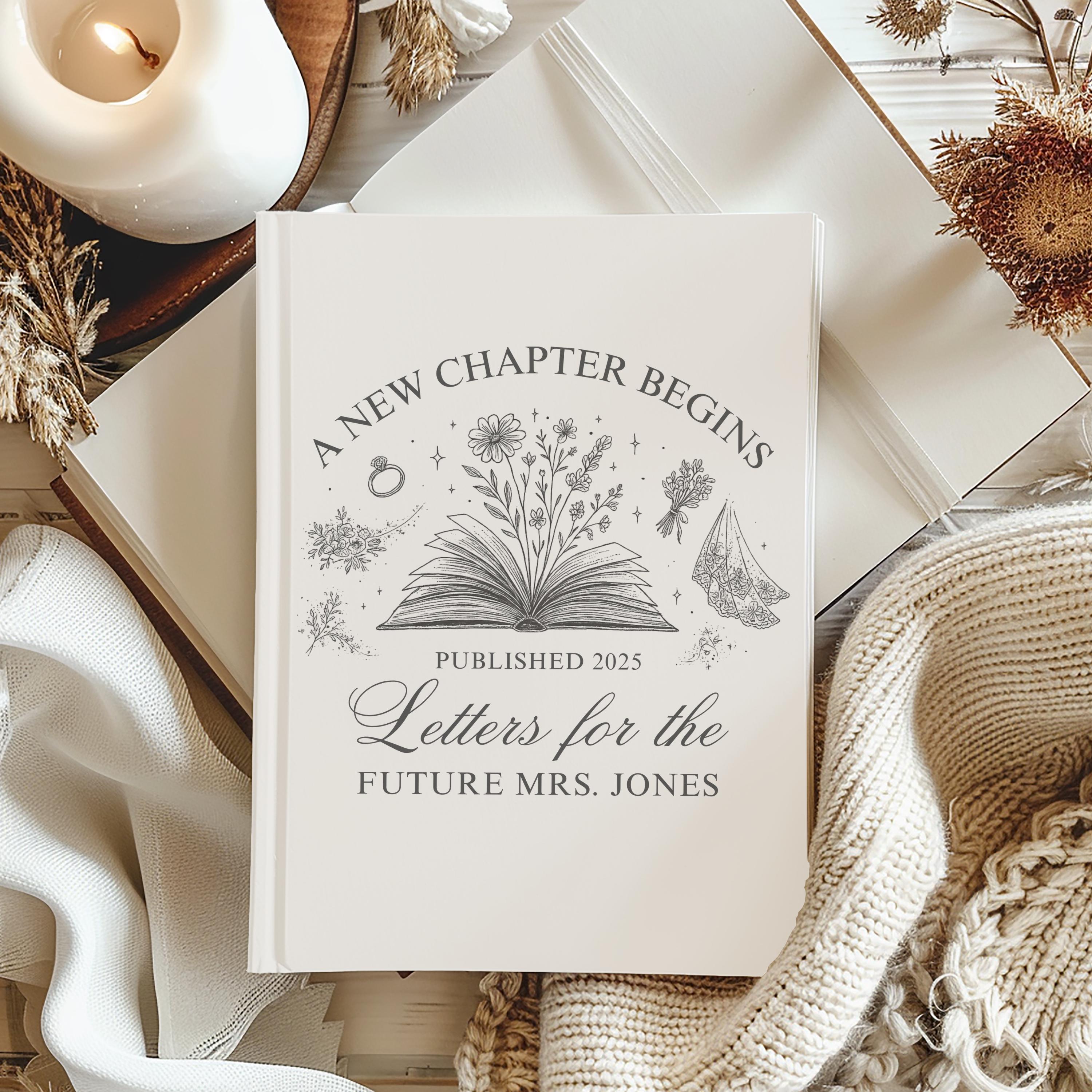 Custom Letters to the Bride Book Book Theme Bridal Shower Guest Book Personalized A New Chapter Begins Couples Shower Book Sign Wedding