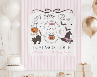 Halloween Baby Shower Banner Little Boo fast fällig Babyparty Zeichen Herbst Thema Dusche Backdrop Little Boo Dusche Dekorationen Benutzerdefinierte Schilder