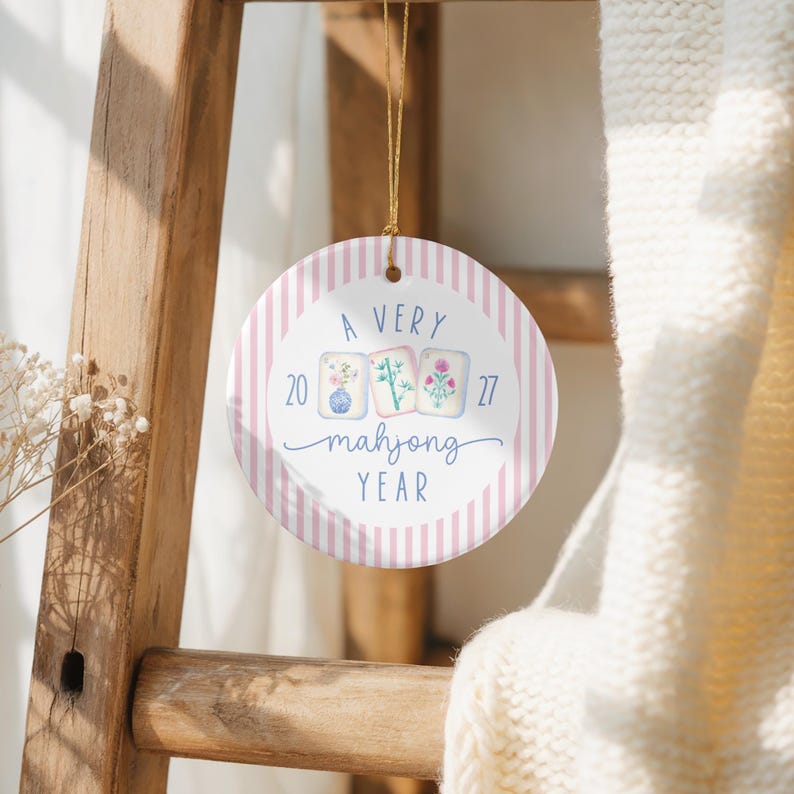 Mahjong-Weihnachtsschmuck: Individuelles Mahjong-Geschenk für Mama, Freundin, Gastgeberin, Gastgeschenk für den Mahjong-Club Bild 6