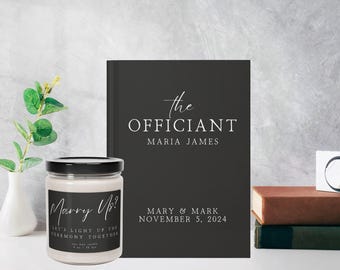 Personalized wedding officiant journal candle gift set officiant proposal bundle box for men women friend officiant customized book name