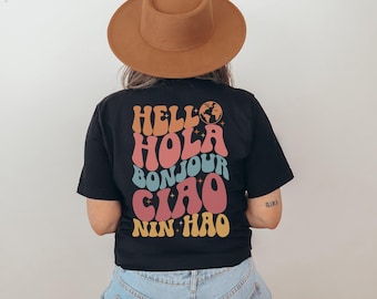 ESL teacher shirt english spanish back to school tshirt ESOL world languages educator tee bilingual Proud to teach multilingual learners