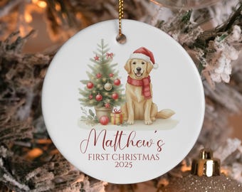 Adorno navideño para el primer bebé Golden Retriever, regalo para mamá primeriza, regalo de primer cumpleaños para perro, recuerdo para baby shower de cachorro