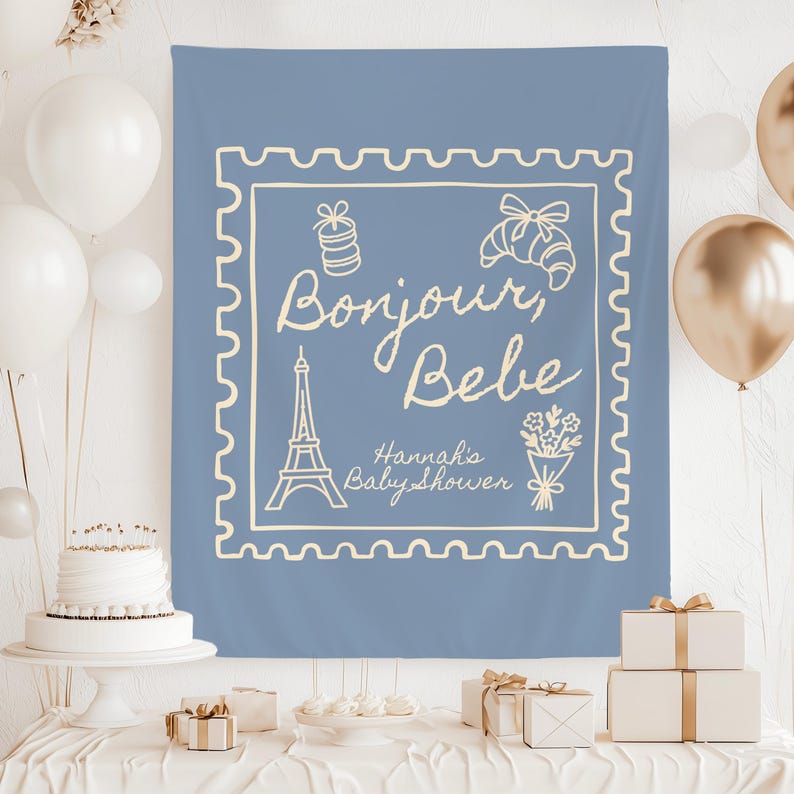 Bonjour Bebe Baby Shower Powitalny napis Niestandardowy francuski baner na Baby Shower Paris Cafe Baby Sprinkle Dekoracje Neutralny pod względem płci Motyw dla dziecka zdjęcie 4