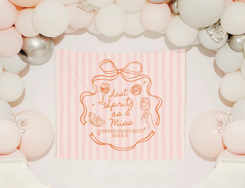 Last Spritz as a Miss Bachelorette Party Backdrop Aperol Spritz Theme Bach Party Photo Background Italian Summer Bridal Shower Decor image 2