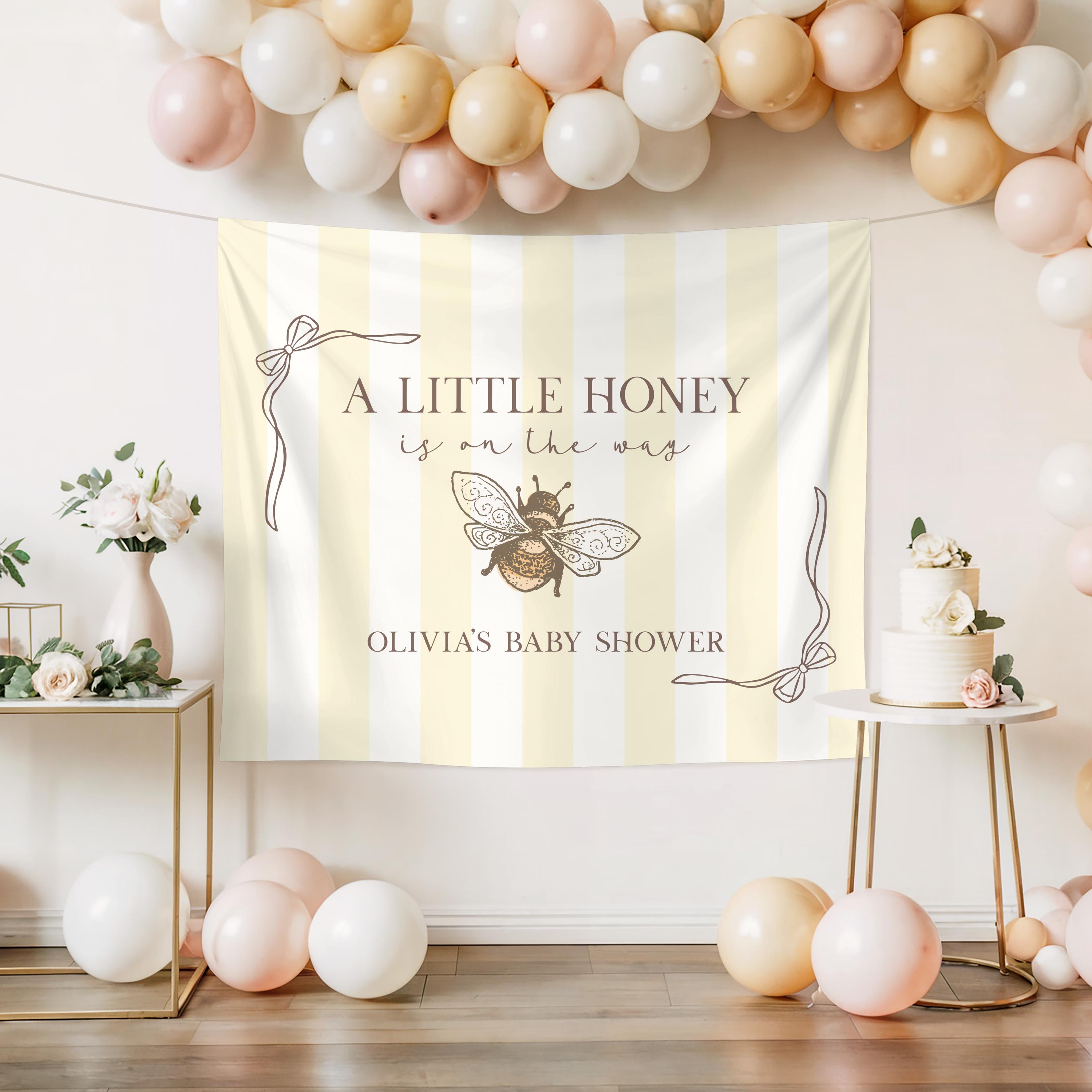 Custom Honey Bee Baby Shower Banner Bumble Bee Photo Backdrop ...
