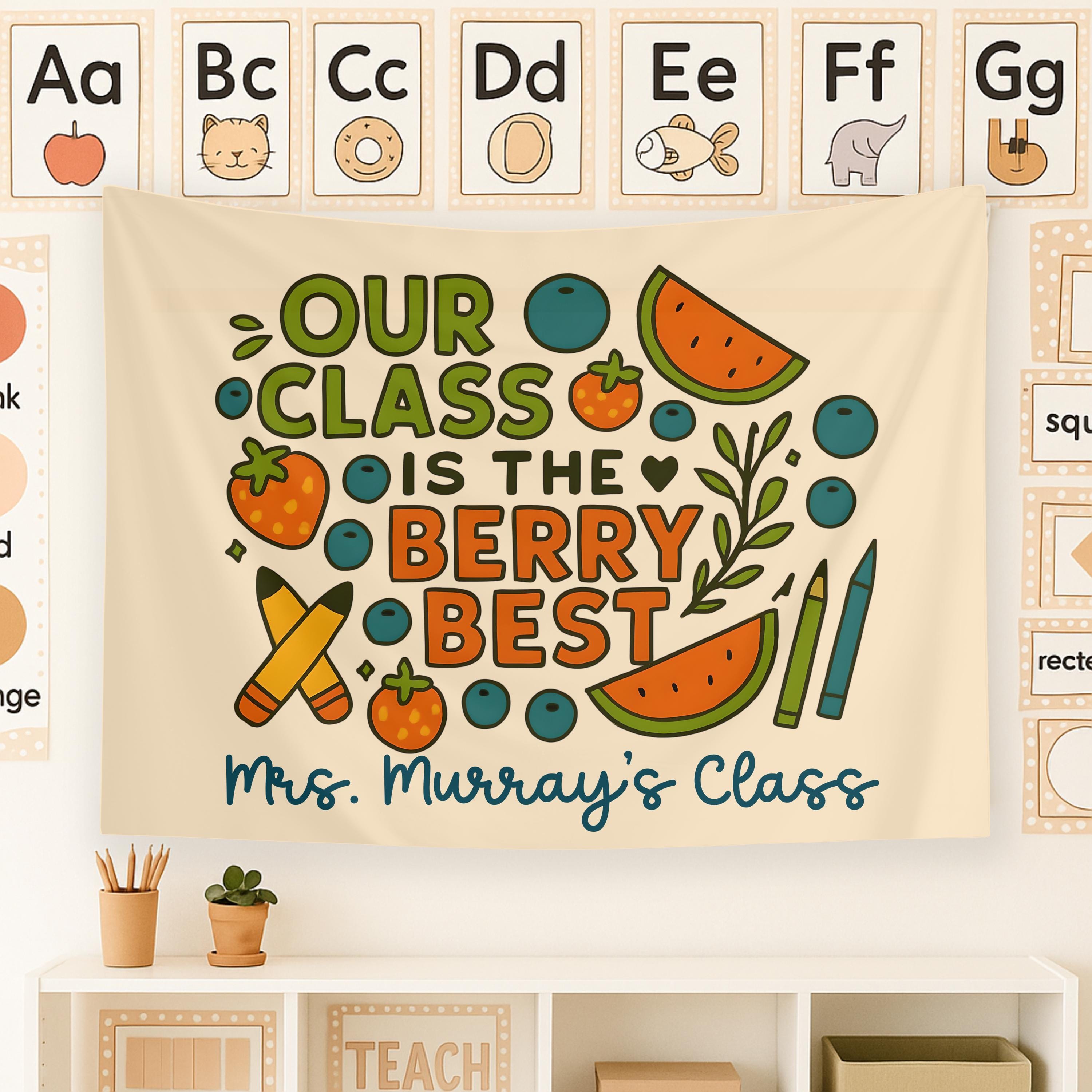 Strawberry Classroom Tapestry Teacher Banner Berry Theme Class Decorations Bulletin Board Decor Custom Teacher Tapestry Back to School