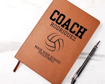 Volleyball Coach Leather Notebook Personalized Gift for Volleyball Coach End of Season Thank You Customized Coach Book Youth Travel School