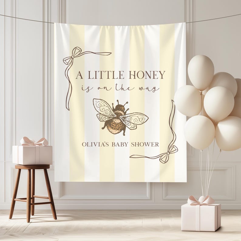 Custom Honey Bee Baby Shower Banner Bumble Bee Photo Backdrop ...