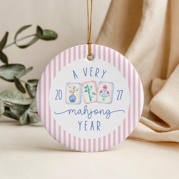 Mahjong Christmas Ornament: Custom Mahj Gift for Mom Friend Hostess Mahjong Club Favors