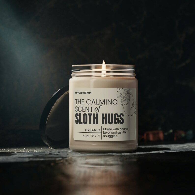Sloth soy wax candle gift, Sloth gifts, Animal lover gift, Zoo gift, Zoologist gifts, Cute animal gifts, Sloth lover gift, Soy wax candle image 2