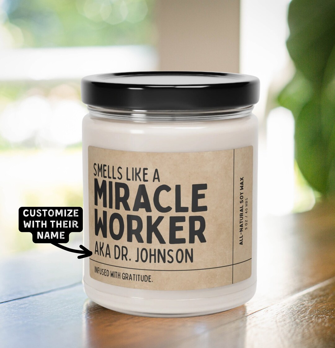 Custom Miracle Worker Candle IVF Doctor Thank You Gift Fertility Clinic