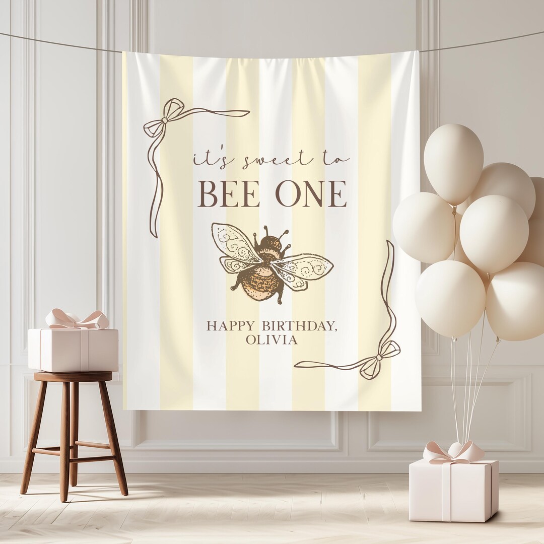 Custom Honey Bee 1st Birthday Banner Bumble Bee Photo Backdrop ...