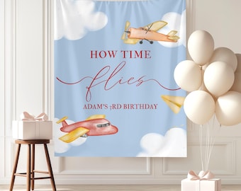 Airplane Birthday Party Backdrop How Time Flies Plane Themed First Birthday Time Two Take Off Party Decorations Adventure Await Flying Party