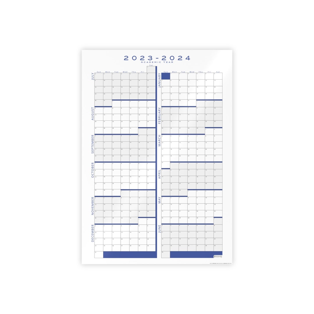 BLUE Minimalist Academic Wall Calendar 20232024 Homeschool Etsy