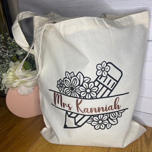 Teachers gift personalised tote bag, thankyou gift for teacher, eco shopping bag, school teacher gift, teacher tote bag