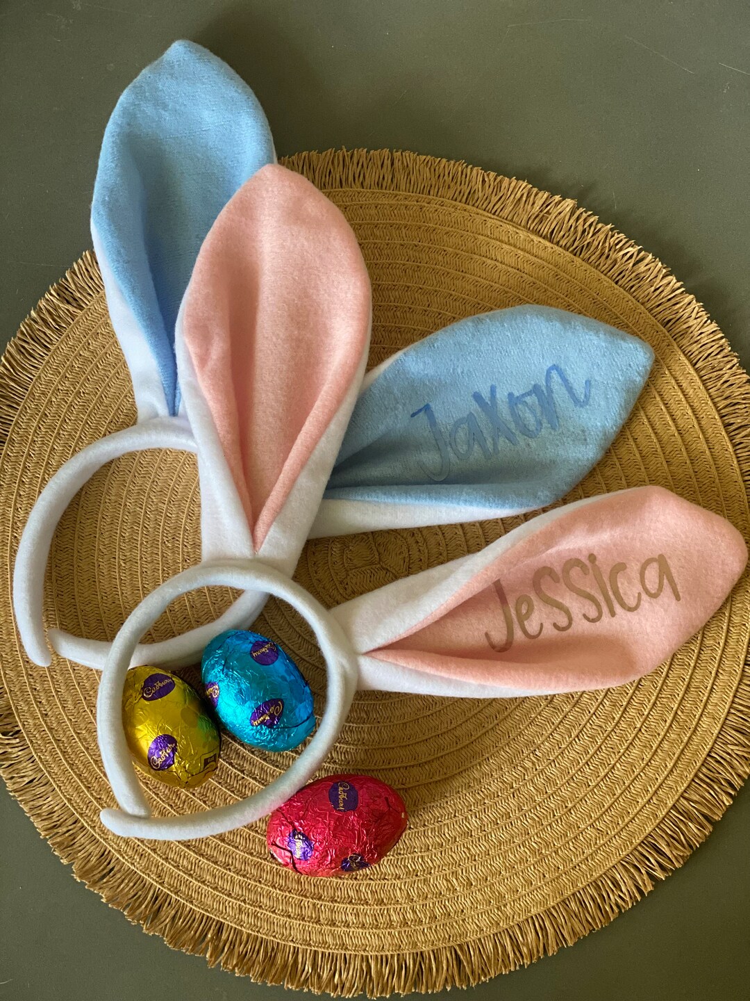 Personalised Name Easter Bunny Ears Childrens Easter Gift Custom Easter
