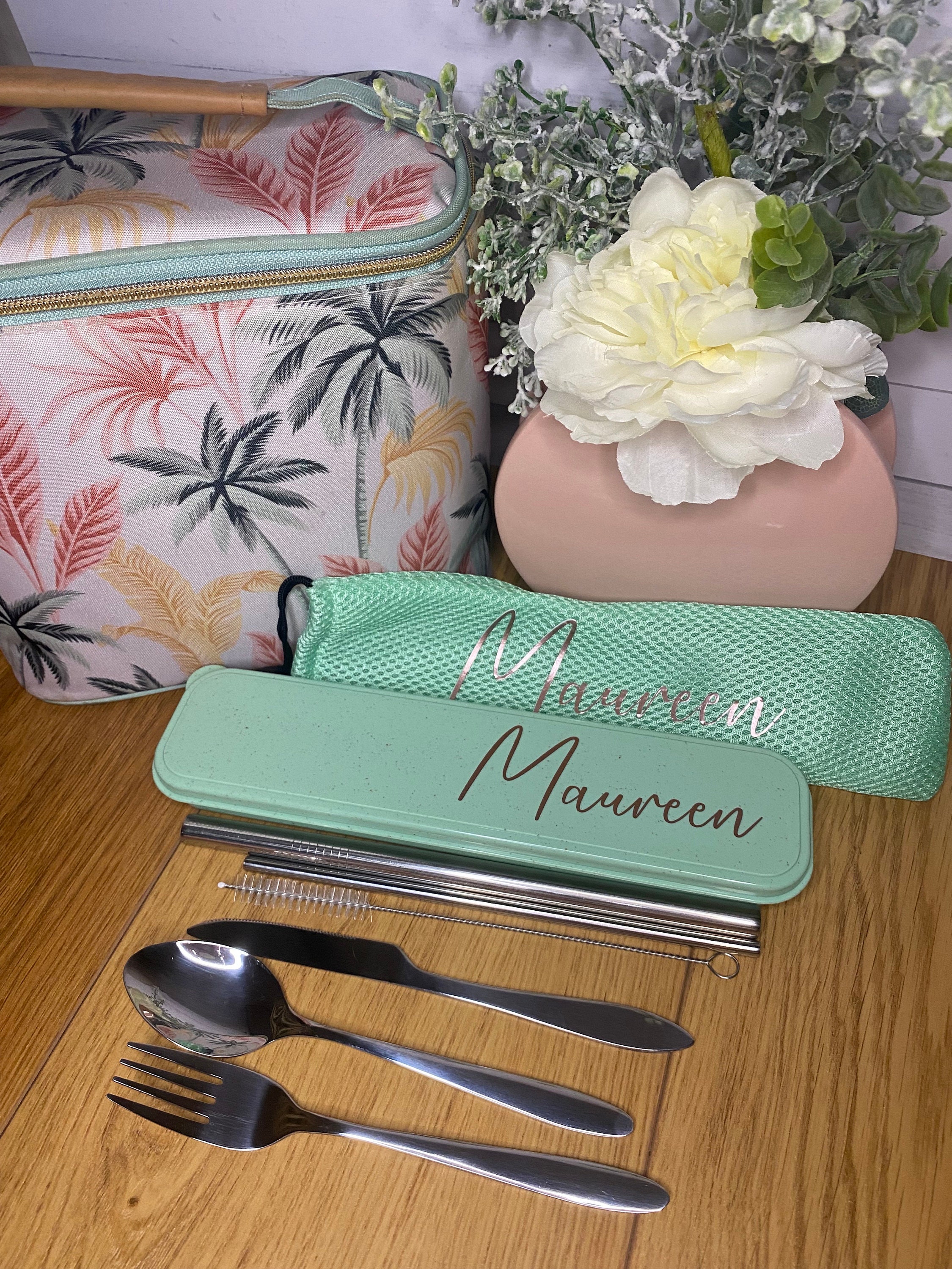 Personalised Cutlery Set, Custom Name Reusable Travel Cutlery