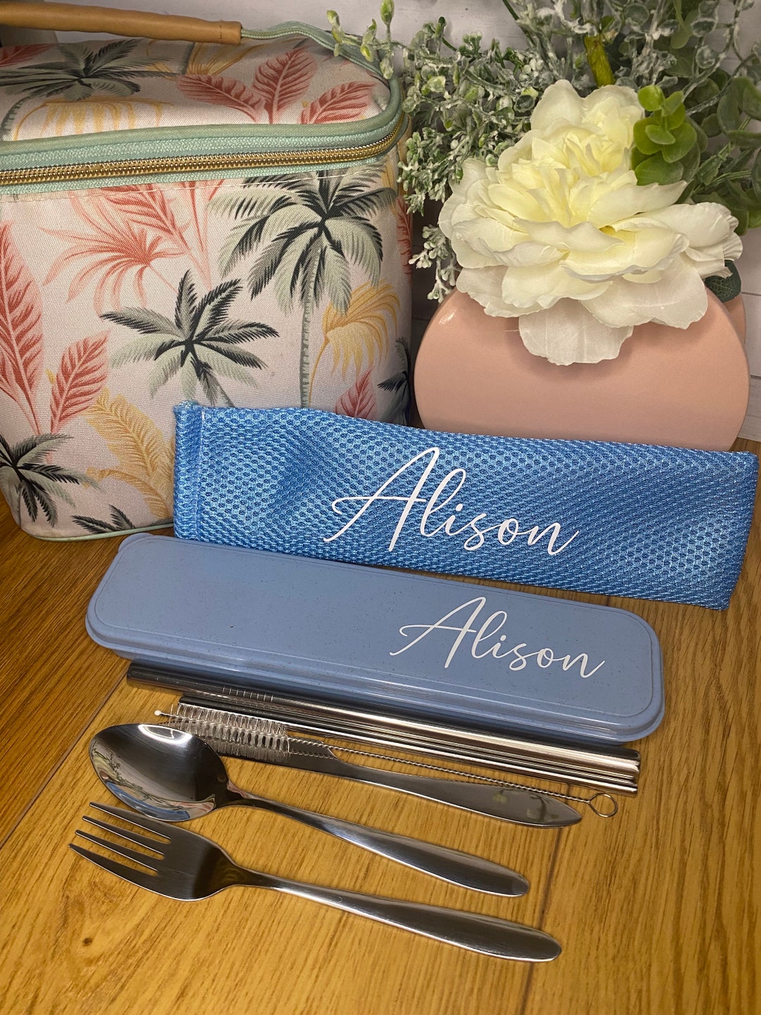 Personalised Cutlery Set, Custom Name Reusable Travel Cutlery