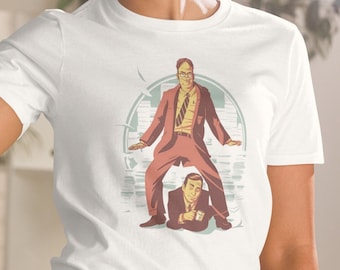 Dwight Schrute and Michael Scott T-shirt / Threat level midnight merch