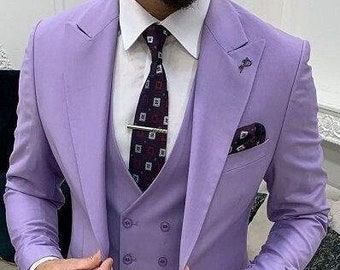 Men's Suit Light Purple Wedding Suit Groom Wear Suit 3 Piece Suit One Button Suit Party Wear Suit For Men Dinner suit New arrival 3 piece.